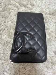 CHANEL シャネル　カンボンライン 長財布 ブラック　ピンク　二つ折り　黒