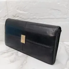 Yves Saint Laurent レザー 長財布 ブラック ゴールドロゴ