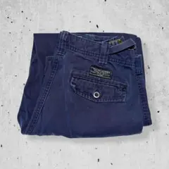 00sポロバイラルフローレンポロチノパンワイドストレートネイビー紺色ワーク古着M