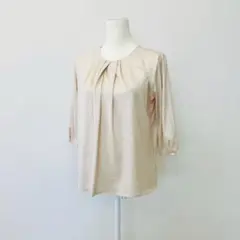 【a0654】グリーンレーベルリラクシング 長袖シャツ ブラウス ベージュ