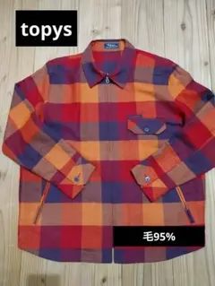 topys チェック柄ジャケット　毛95%