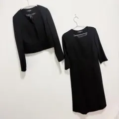 【喪服】ノーカラージャケット・前開きワンピース ブラックフォーマルアンサンブル