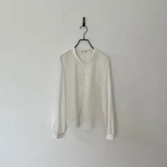 古着 レース刺繍ブラウス フォーマル 白 セレモニー レトロ M 卒入学 卒入園