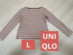 UNIQLO 赤・黒・白 ストライプ 薄手長袖トレーナー