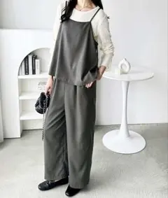 GeeRA セットアップ風ペプラムフリルビスチェキャミソールサロペット