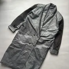 本革 リアルレザー レザーコート スモーキングジャケット ショールカラー 黒