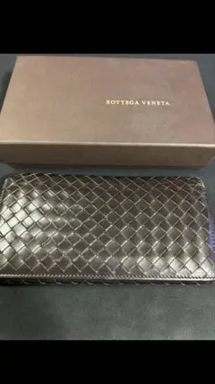 Bottega Veneta ダークブラウン 編み込み長財布