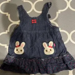 ミキハウス　ウサギ刺繍付きワンピース 80cm