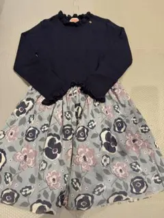 ケイトスペード　フリル付きネイビー長袖ワンピース 130cm