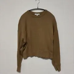 ユニクロC スムースコットンクルーネックセーター　ブラウン