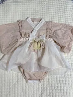 70 バースデイ 袴ロンパース 淡ピンク