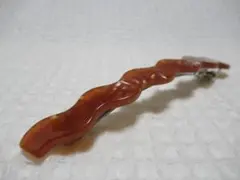 アクリル系の細いウエーブ型　S色メタルバレッタ　クリア系ブラウン・ホワイト系　A