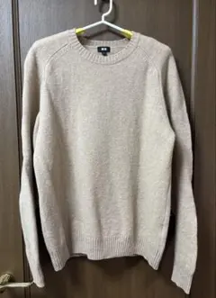 ユニクロ　セーター　ニット　ベージュ　ウール100%