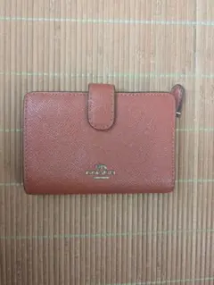 COACH 二つ折り財布 シンプル サドルブラウン
