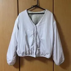 リバーシブルボアジャケット ラベンダーとグレー