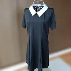 黒白半袖Aラインワンピース