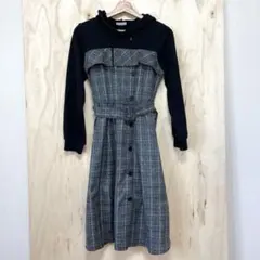 【axes femme】アクシーズ チェック柄ドッキングワンピース