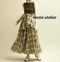 emmi atelier チェック柄 ドッキングワンピース