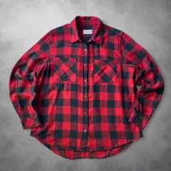 00s ネルシャツ フランネル チェック y2k 赤 黒 大人気 Mサイズ