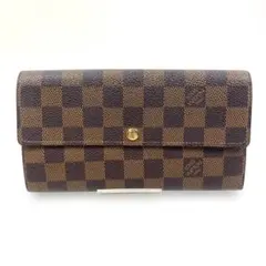 Louis Vuittonダミエ柄 ブラウンレザー 長財布