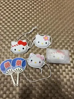 2002年製 エイコー ハローキティ ぬいぐるみ ゆかた 浴衣 うちわ