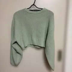 H&M DIVIDED ミントグリーン クロップドニット XS