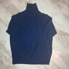 POLO Ralph Lauren ラムウール タートルネックニット 青 M