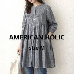 美品　アメリカンホリック ギンガムチェック チュニック　M ゆったり　セール中のサムネイル