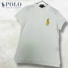 美品 ポロラルフローレン ポロシャツ ビッグポニー 半袖 ホワイト 刺繍 y2k
