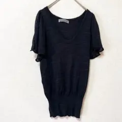 TSUMORI CHISATO ブラック Vネック 半袖サマーニット　ラメ　Ｍのサムネイル