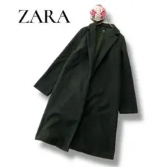 ZARA ザラ　レディース　ロングコート　ノーカラー　グリーン　緑　Sサイズ