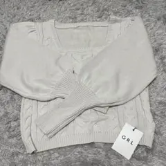 GRL ニット Mサイズ ライトベージュ パフスリーブ