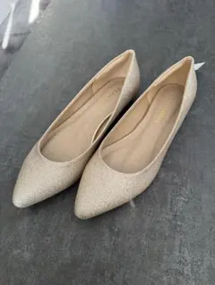 ゴールド グリッター フラットパンプス