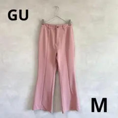 345 GU ジーユー　フレアカラーパンツ　スラックスピンク　M イージーケア