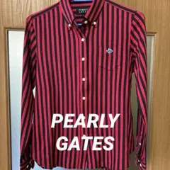 ★お値下げ　PEARLY GATES 極美品濃いピンクと黒ストライプ シャツ ★
