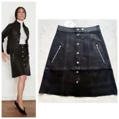 タグ付 定価15万 MADISONBLUE シープレザースカート ブラック 01のサムネイル