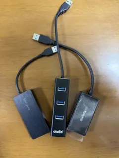 USB3.0ハブ 有線 LANケーブル2個　Targus 4ポートハブ　1個