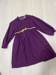 【美品】petit main プティマイン ワンピース パープル 120 卒園式