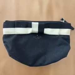 kate spade ブラックポーチ リボン付き