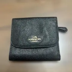 新品未使用]COACHコーチ二つ折り財布ブラック パテントレザー