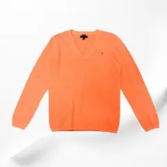 TOMMY HILFIGER オレンジ Vネックセーター ふんわり ニット L