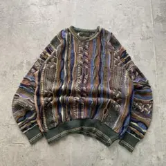 90's CROFT&BARROW ブルガリア製 古着 3Dニット マルチカラー