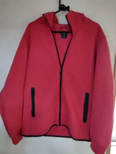 UNIQLO ドライスウェットフルジップパーカ 赤 ジッパー付ポケット メンズL