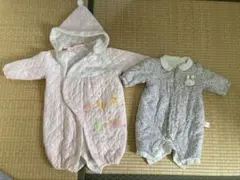 綿入り　ロンパース　ドレスオール　アウター　50-70cm 2枚セット