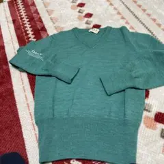 グリーン Vネック 長袖セーター 38