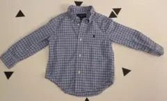 Ralph Lauren チェック柄長袖シャツ　キッズ　青　ブルー　100