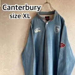 オールド カンタベリー インディゴ染め 長袖 ラガーシャツ ビッグサイズ XL