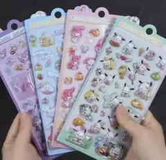 サンリオ　3D ボンボンドロップ　キャラクターシール　4枚セット