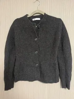 ZARA ダークグレー ニット カーディガン