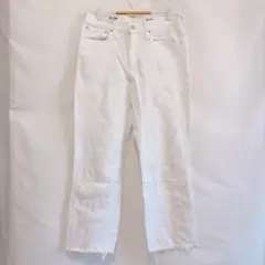 ★ジェイクルー L-LLホワイトストレッチデニム　白パンツ カットオフ ジーンズのサムネイル